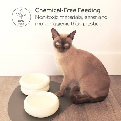 Complete Dining Set with Reversible Charcoal &amp; Oatmeal Dining Mat - Pryde Pets
